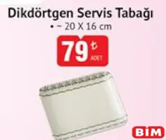 BENANTE DİKDÖRTGEN SERVİS TABAĞI 20X16 CM